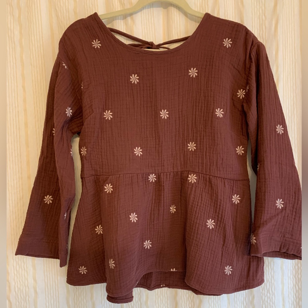 Linen Embroidered Madewell Top